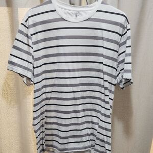 INC International Concepts Black and White Short Sleeve Tee